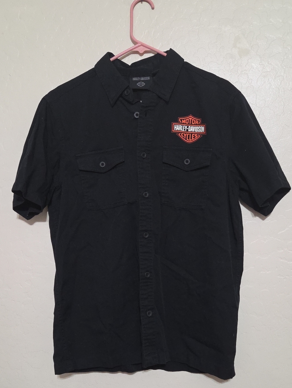 Harley-Davidson Men’s M Black Button Up Shirt Bar & Shield Logo Motorcycle